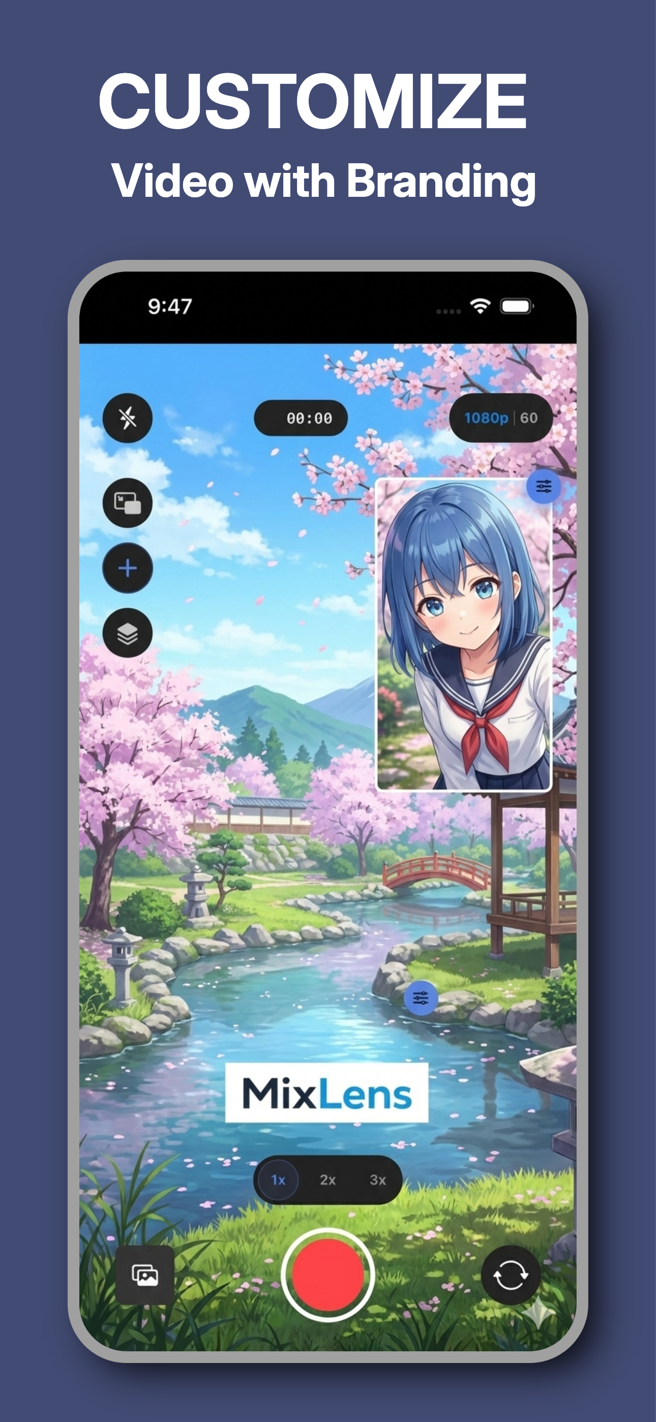 Picture-in-Picture controls showing options for Circle, Square, and Split layouts